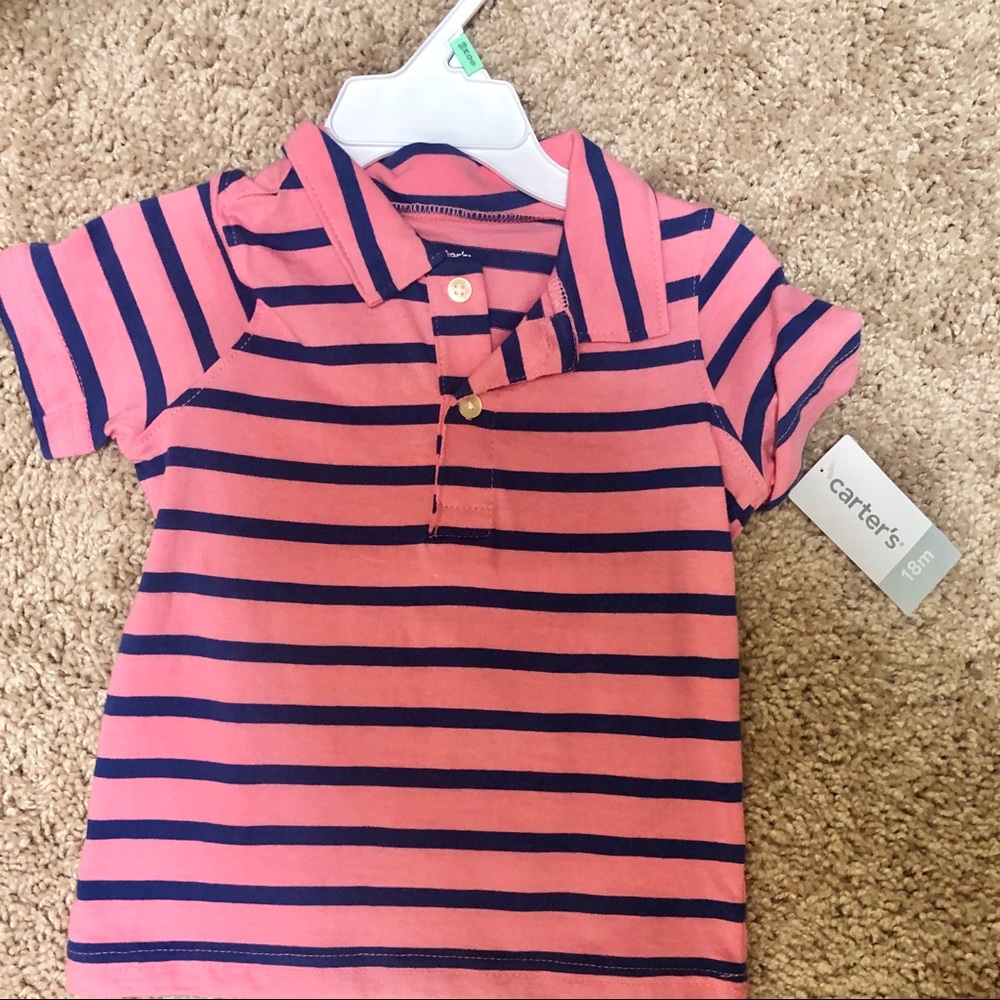 Carter’s 18 Month Pink and Navy Striped Polo